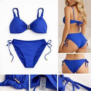 Blooming Jelly Royal Blue Push Up Bikini Set with Gold Hardware Size L